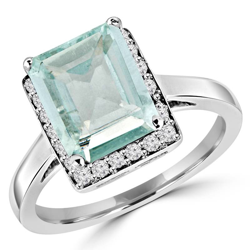 2 CT Emerald Cut Aquamarine Diamond 925 Sterling Silver Halo With Acce –  atjewels.in